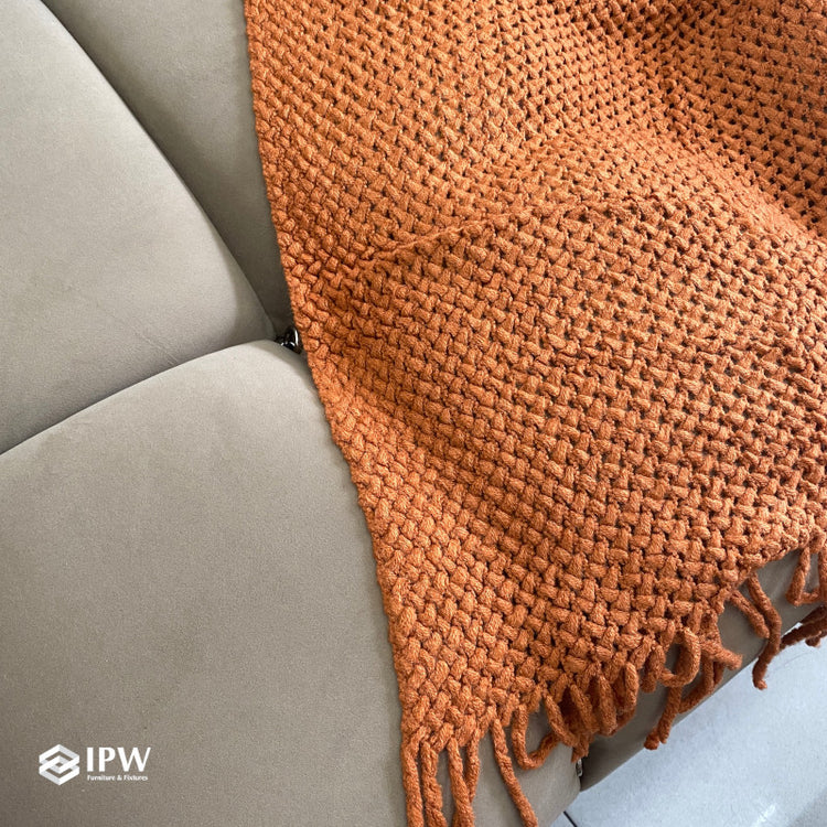 Four Seasons Woven Throw - Knitted Brick Red