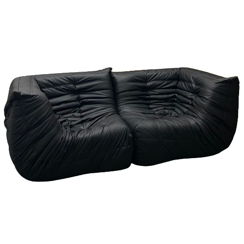 Togo Corner Seat (Black Leather) - Set