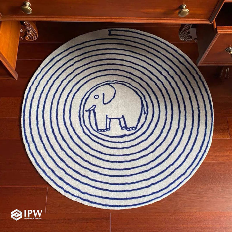 Cozy Living Round Floor Rug - Elephant