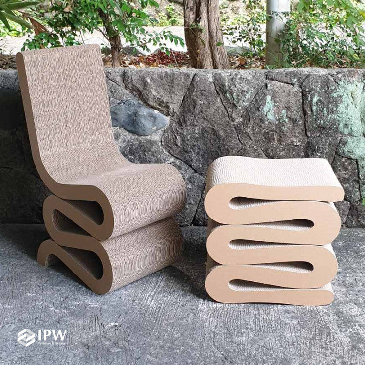 Wiggle Side Chair with Stool (Natural)